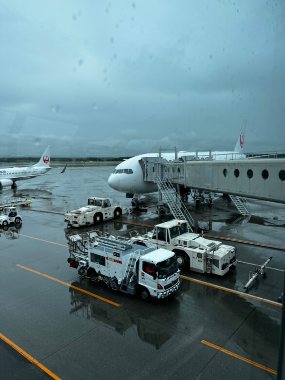 雨模様の新千歳空港駐機場